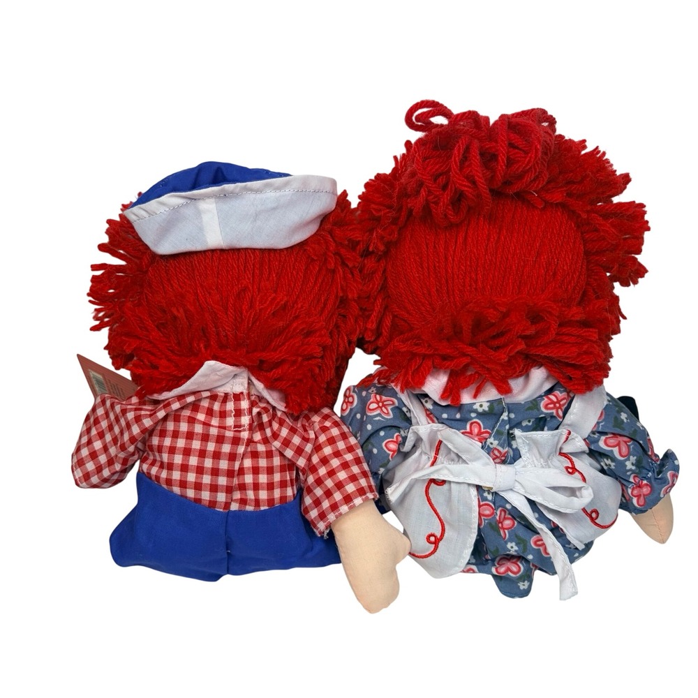 VTG 90s Applause Raggedy Ann Andy Plush Dolls Set Tags Attached Red Yarn Hair - Picture 2 of 14